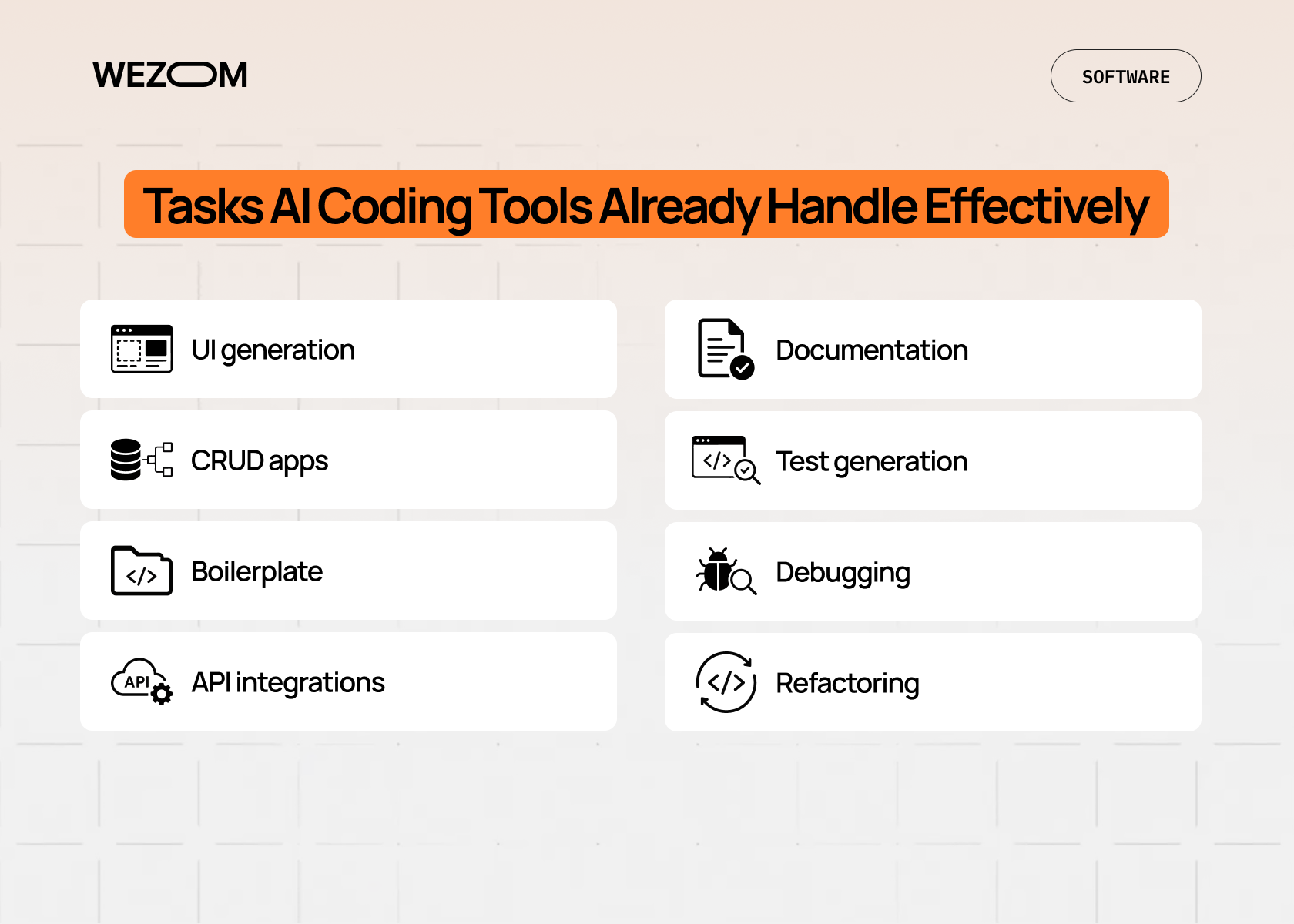Vibe coding tools handling UI generation, CRUD apps, API integrations, testing, debugging and refactoring Vibe coding tools handling UI generation, CRUD apps, API integrations, testing, debugging and refactoring